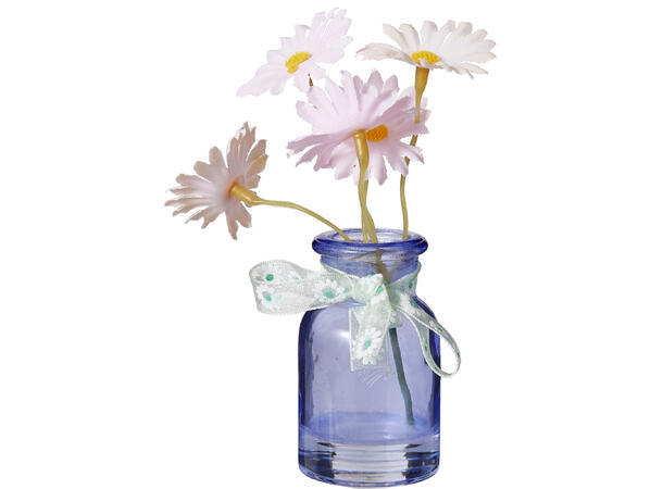 Vase m/blomster 4x10cm 4ass Display 24stk 