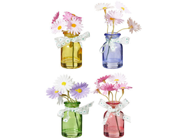 Vase m/blomster 4x10cm 4asx Display 24stk 