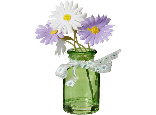Vase m/blomster 4x10cm 4asx Display 24stk 
