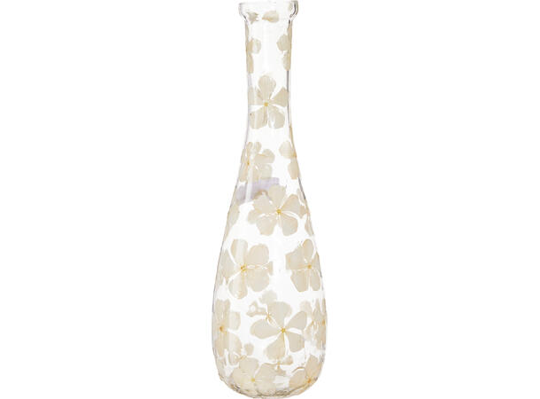 Vase m/blomstermosaikk glass 10x30cm 