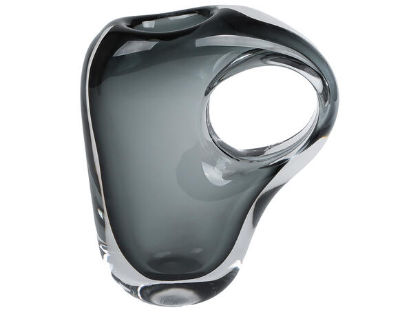 Vase muggeform grålig glass 16,5x7x22cm Munnblåst 