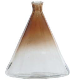 Vase pyramide brunlig glass 25x25x27cm