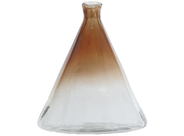 Vase pyramide brunlig glass 25x25x27cm 