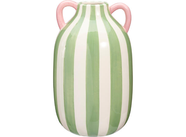 Vase stripet keramikk 12x20,5cm 3ass 