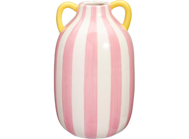 Vase stripet keramikk 12x20,5cm 3ass 