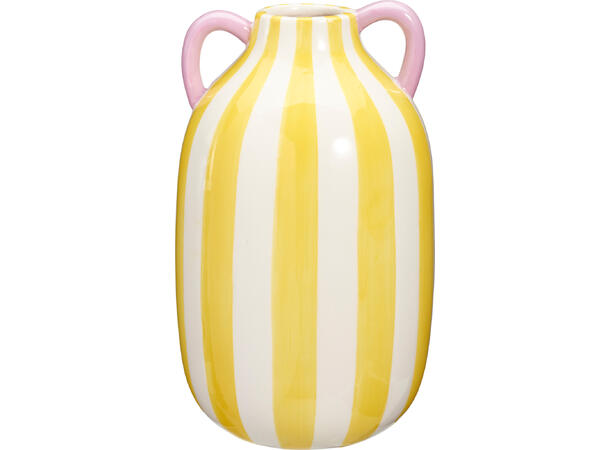 Vase stripet keramikk 12x20,5cm 3ass 