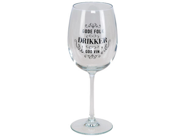 Vinglass Gode folk... god vin h:23cm Volum: 480ml. Kommer i gaveeske 