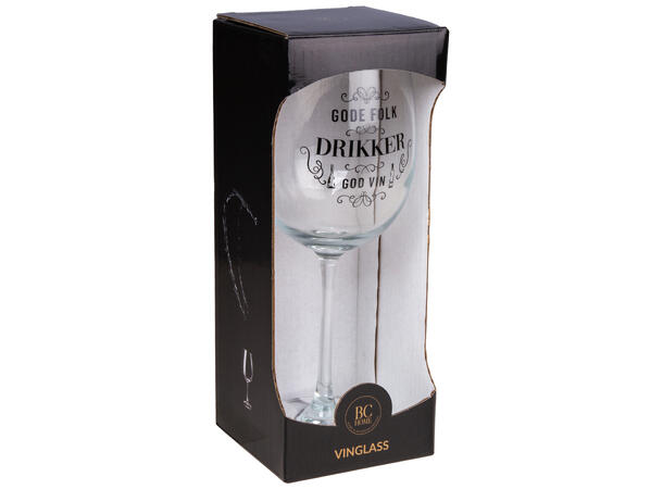 Vinglass Gode folk... god vin h:23cm Volum: 480ml. Kommer i gaveeske. Forpk 6 