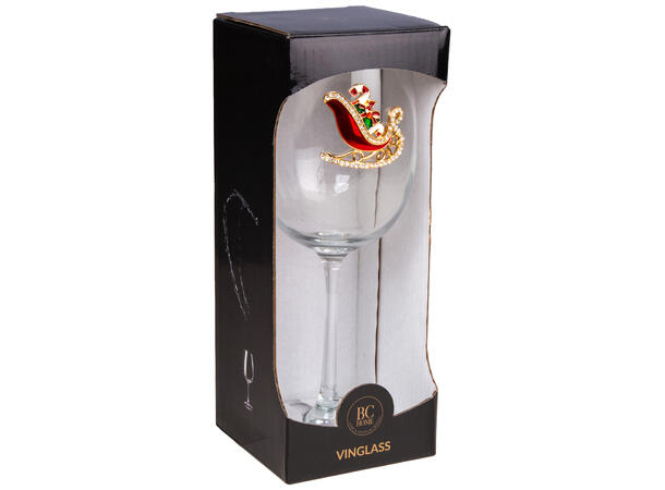 Vinglass blankt m/dekor slede h:22,5cm Volum: 480ml. Kommer i gaveeske. Forpk 6 