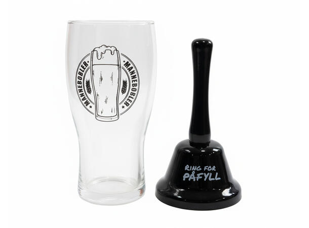 Ølglass m/bjelle Mannebobler 0,5l 16cm Bjelle: Ring for påfyll 
