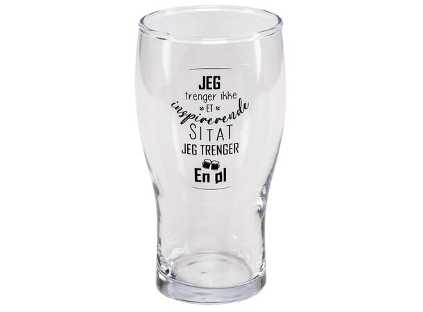 Ølglass m/åpner Jeg trenger ØL 0,5L 16cm Volum: 570ml. Tåler oppvaskmaskin 