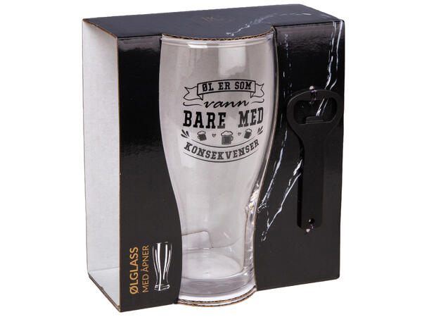 Ølglass m/åpner Konsekvenser 0,5L 16cm Forpk 6stk Volum 570ml Tåler oppvaskm. 