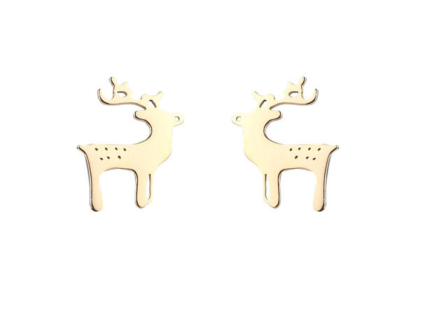 Øredobb reinsdyr gull par i gaveeske Sink uten kadmium, nikkel, bly 