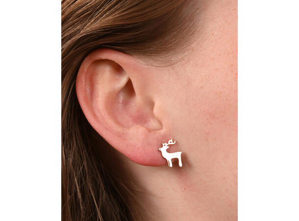 Øredobb reinsdyr gull par i gaveeske Sink uten kadmium, nikkel, bly 