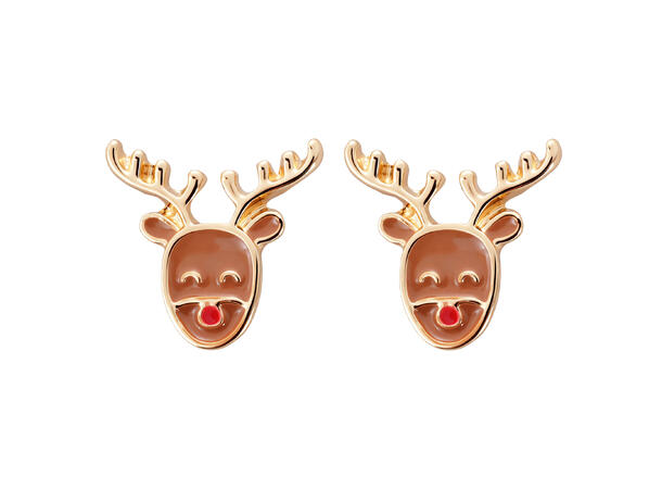 Øredobb reinsdyr m/gull par i gaveeske Sink uten kadmium, nikkel, bly 