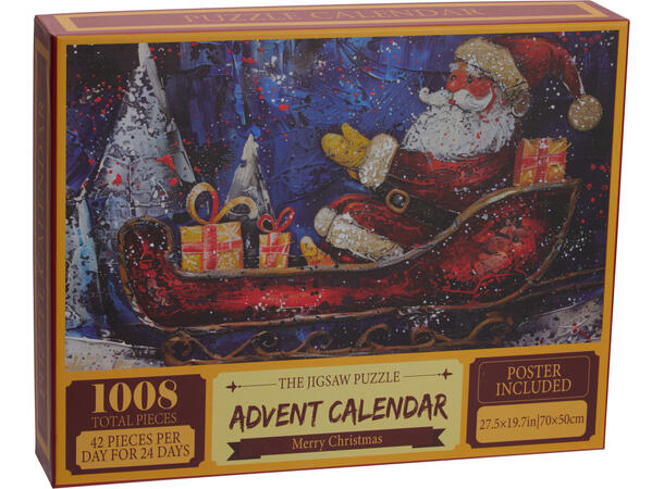 Adventskalender puslespill 24x48cm 1008 Materiale: FSC papir Vekt:780gr 4ass 