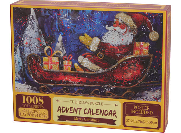 Adventskalender puslespill 24x48cm 1008 Materiale: FSC papir Vekt:780gr 4ass 
