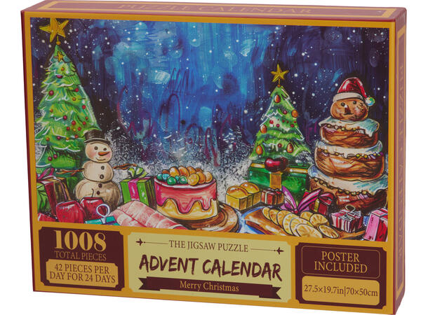 Adventskalender puslespill 24x48cm 1008 Materiale: FSC papir Vekt:780gr 4ass 