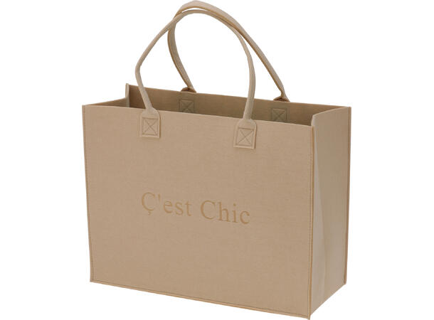Bag filt 44x34cm med tekster 4ass Oransj,aquablå,rosa,taupe/beige 