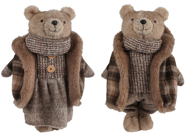 Bamse m/jakke brun plysj h:45cm 2ass 