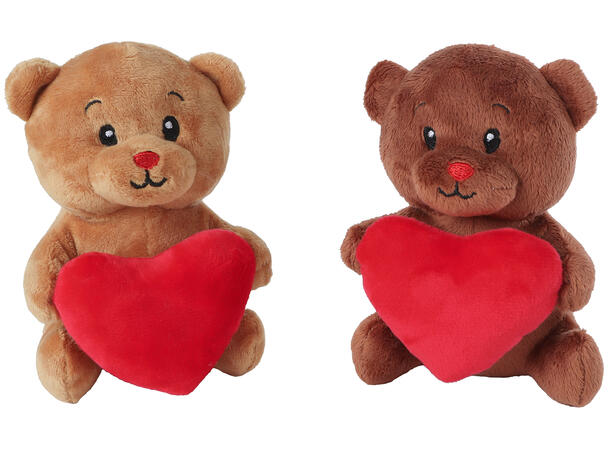 Bamse plysj rødt hjerte 15cm 2ass 