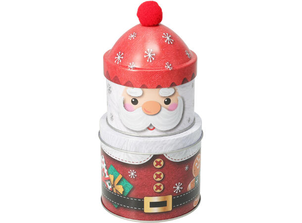 Boks metall julemotiv 11x21cm 2stk 4ass Forpk 12stk V:160gr Topp 9x13 Bunn 11x9 