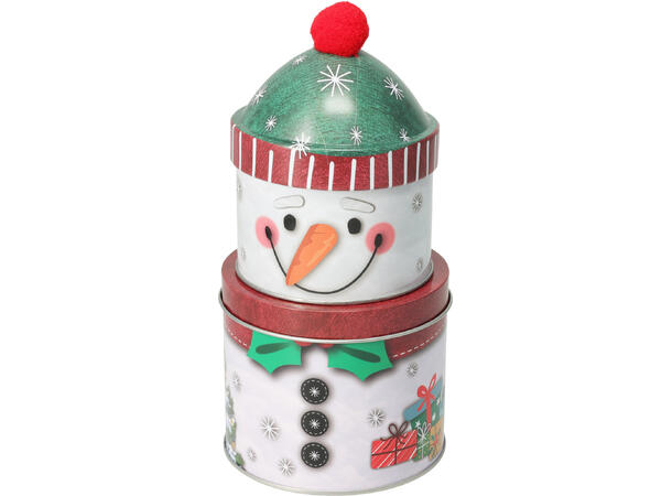 Boks metall julemotiv 11x21cm 2stk 4ass Forpk 12stk V:160gr Topp 9x13 Bunn 11x9 