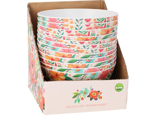 Bolle melamin Flower Power 25x12cm Display med 12 stk 