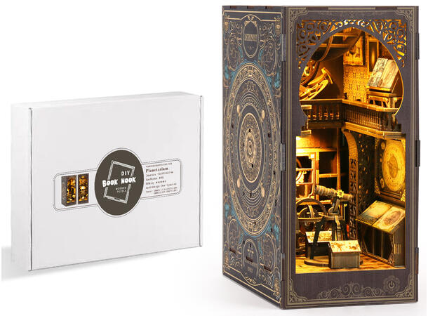 Book Nook Museum Astronomi 23x18.5x11cm MDF papir stoff LED lys uten batteri 