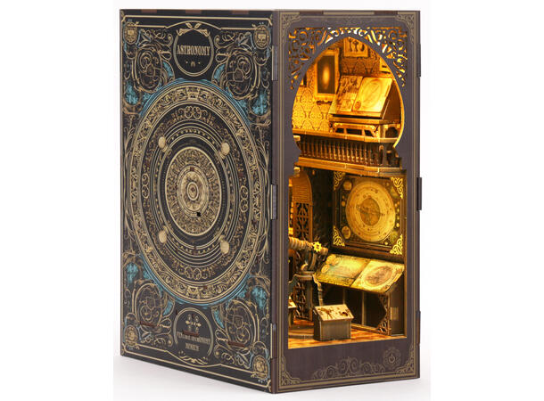 Book Nook Museum Astronomi 23x18.5x11cm MDF papir stoff LED lys uten batteri 