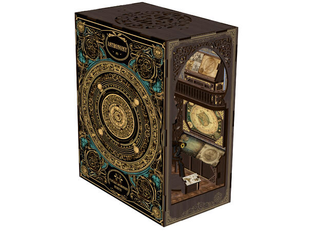 Book Nook Museum Astronomi 23x18.5x11cm MDF papir stoff LED lys uten batteri 