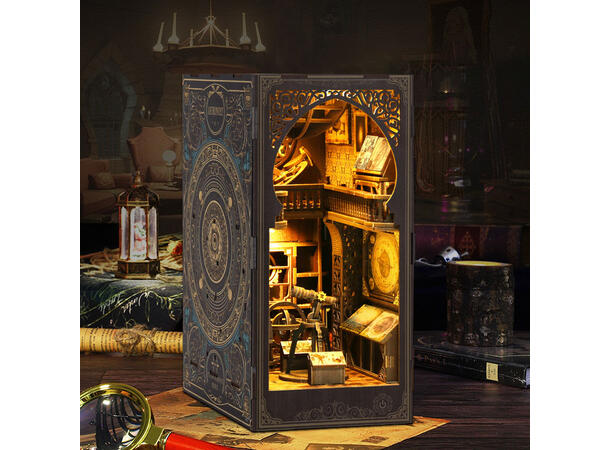 Book Nook Museum Astronomi 23x18.5x11cm MDF papir stoff LED lys uten batteri 