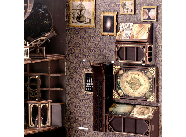 Book Nook Museum Astronomi 23x18.5x11cm MDF papir stoff LED lys uten batteri 