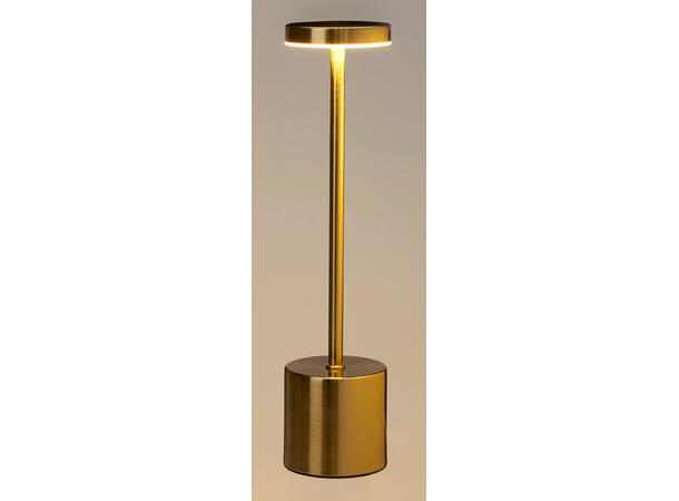 Bordlampe LED gull metall 8x34cm Dimbart varm/kald/mikset lys, USB inkl 