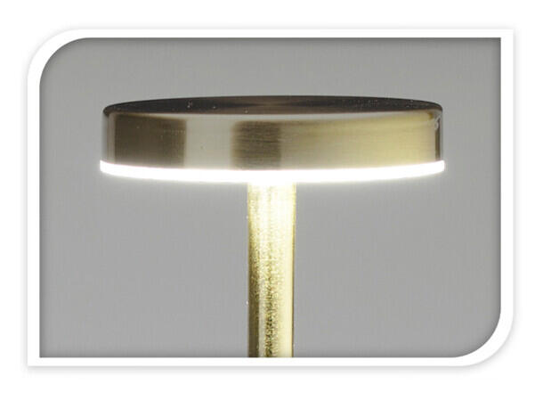 Bordlampe LED gull metall 8x34cm Dimbart varm/kald/mikset lys, USB inkl 