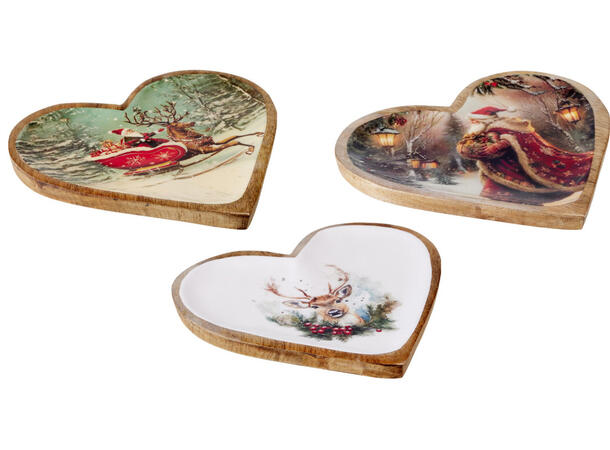 Brett Julemotiv mangohjerte 26x25cm 3ass 