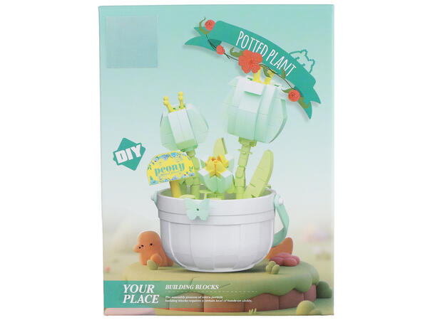 Byggesett blomsterpotte mini kloss 9ass Display 9stk 173-220 deler 