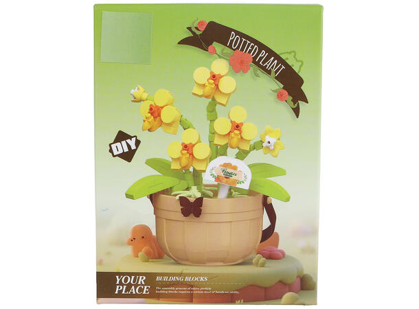 Byggesett blomsterpotte mini kloss 9ass Display 9stk 173-220 deler 
