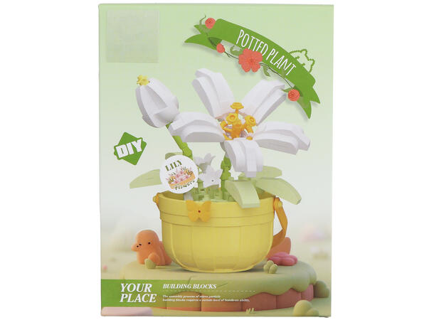 Byggesett blomsterpotte mini kloss 9ass Display 9stk 173-220 deler 
