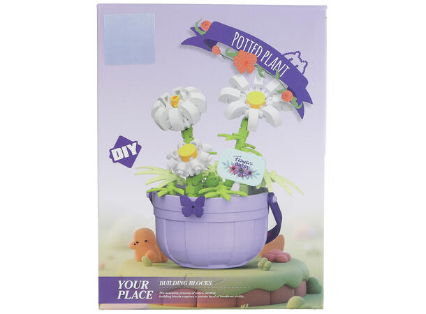 Byggesett blomsterpotte mini kloss 9ass Display 9stk 173-220 deler 