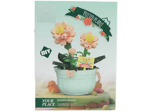 Byggesett blomsterpotte mini kloss 9ass Display 9stk 173-220 deler 