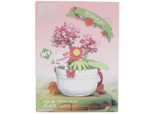 Byggesett blomsterpotte mini kloss 9ass Display 9stk 173-220 deler 