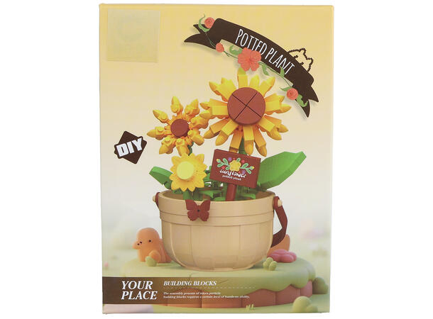 Byggesett blomsterpotte mini kloss 9ass Display 9stk 173-220 deler 