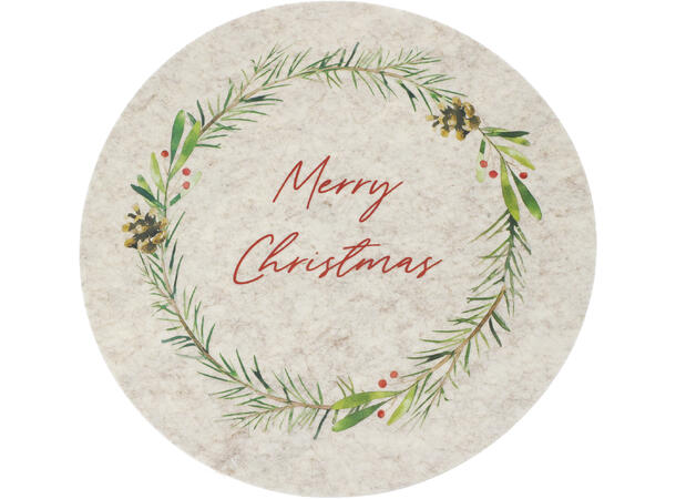 Dekkebrikke filt julefarger d:38cm 3ass Polyester 