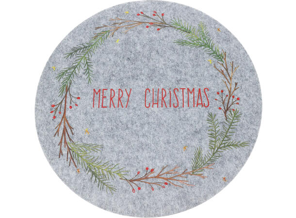 Dekkebrikke filt julefarger d:38cm 3ass Polyester 