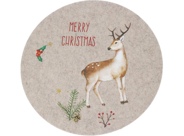 Dekkebrikke filt julefarger d:38cm 3ass Polyester 