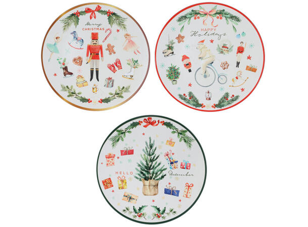 Dekketallerken julemotiv 33cm 3ass Forpk 24stk 