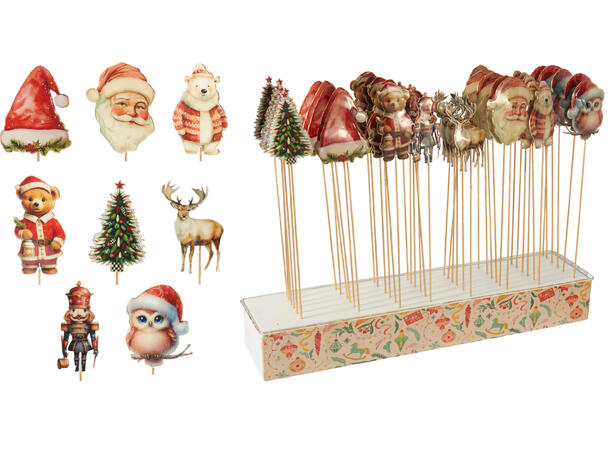 Dekorpinne julemotiv metall 30cm 8ass Display 48stk 