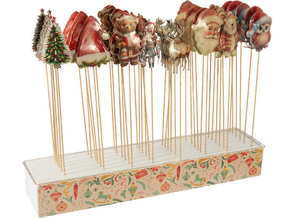 Dekorpinne julemotiv metall 30cm 8ass Display 48stk 