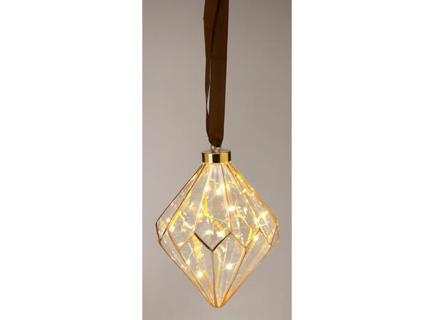 Diamant henge blank m/gull/bånd 16x20cm Batteri: 2xAA Timer:18/6 timer 15stk LED 
